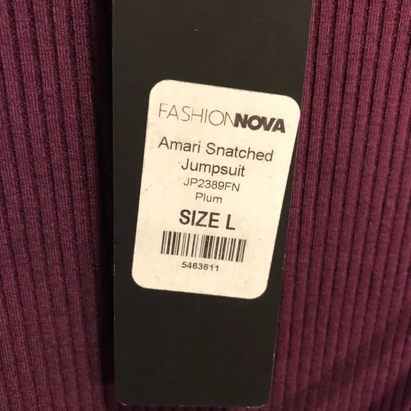 FASHION NOVA - Amari Snatched Jumpsuit Plum Color Size L. N.W.T. $ 20.00 - Picture 4 of 7